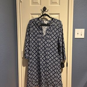 Jude Connally Navy and White Geometric Dress